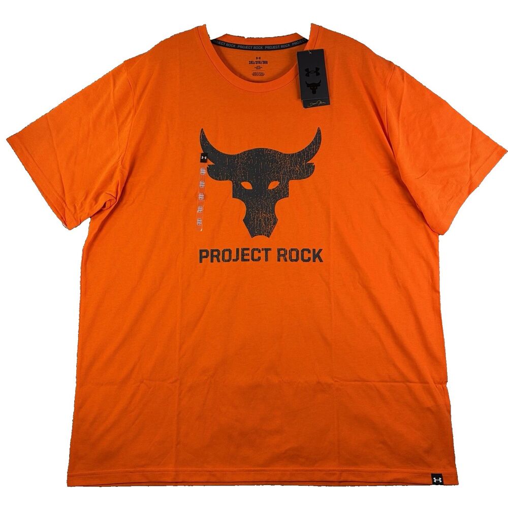 Under Armour Project Rock Graphic T Shirt Mens 3XL Short Sleeve Orange Training